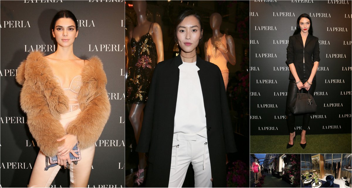 Celebrities Kendall Jenner, Liu Wen, Mariacarla Boscono at LA PERLA boutique opening in Milan