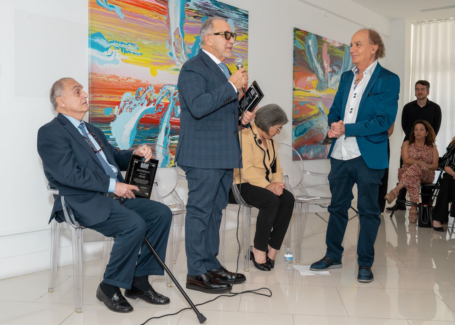 Rafael Diaz-Balart, Emilio Estefan, Mayor Daniela Levine Cava, and Eduardo Marturet. Photo Credit: William Benshimol.