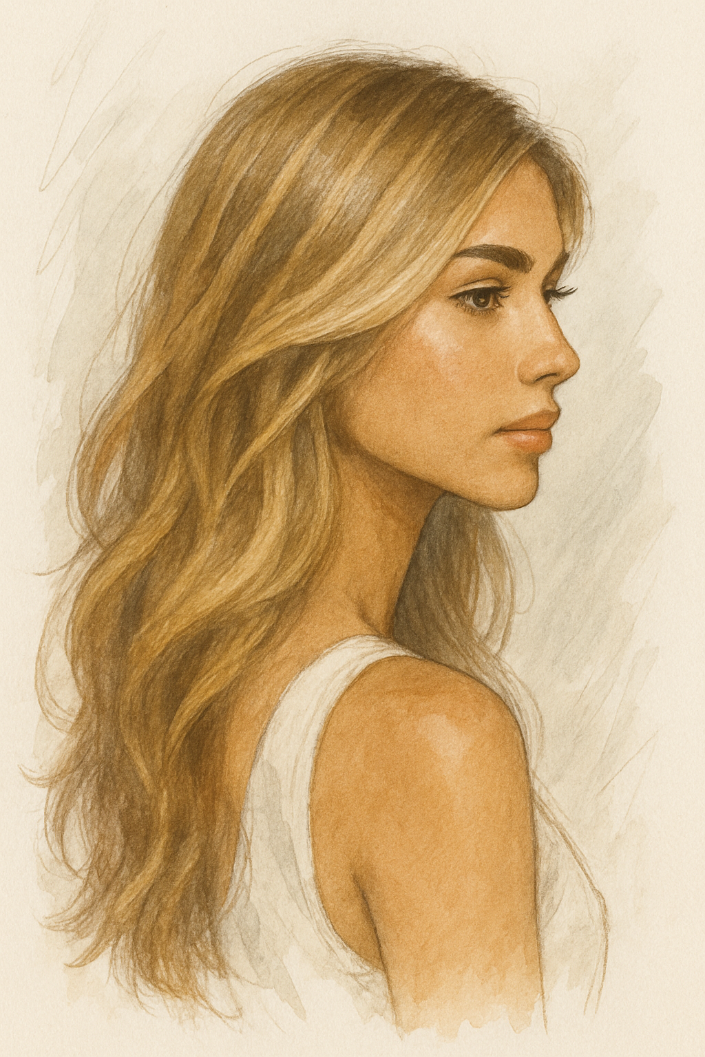 Illustration created with AI by ChatGPT (OpenAI) for Miami Fashion Spotlight. Olive and Tan Skin: Beige Blonde, Wheat, and Bronde